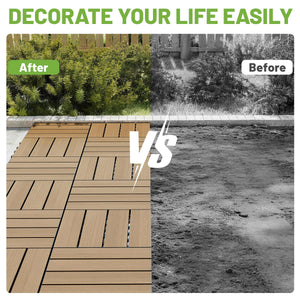 27 Pcs Interlocking Deck Tiles 12" x 12" HDPE Outdoor Flooring