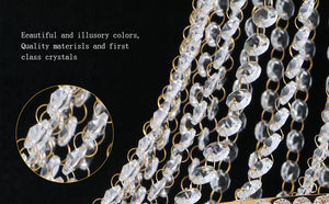 24-Inch Gold Crystal Chandelier, 12-Light French Empire Style Ceiling Light