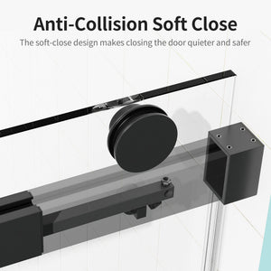 Frameless Sliding Shower Door With Soft- Close, 3 / 8" Tempered Glass