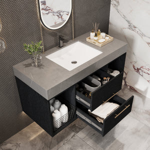 39.4 Inches Single Contemporary Floating Bathroom Vanity