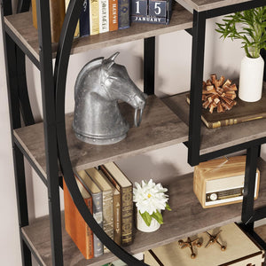 5 Tier Etagere Bookshelf With 8 Open Shelves Organizer For Living Room