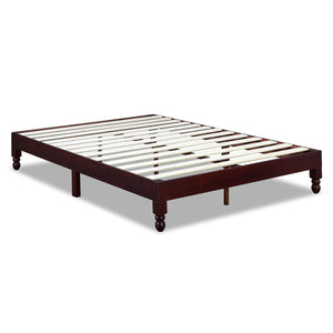 MUSEHOMEINC 12 Inch Espresso Wood Platform Bed Frame with Wooden Slats, King