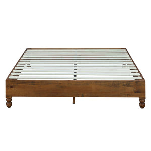MUSEHOMEINC 12 Inch Solid Pine Wood Platform Bed Frame with Wooden Slats, Queen