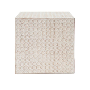 Chic Modern MGO Cube Side Table with Fluted Design - Antique Brown