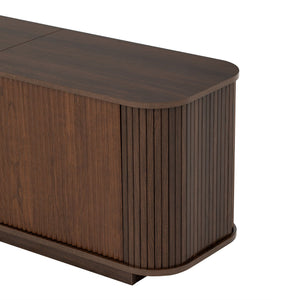 70" TV Stand With Ample Storage, Curved Corners - Dark Brown