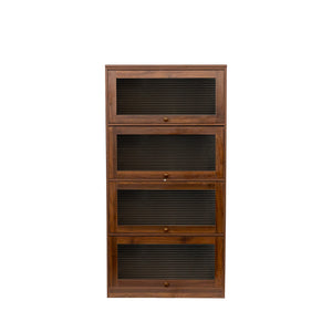 Bookcase Contemporary Closed Back Glass Doors Office Storage Cabinet