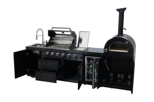 Black 112-Inch Double Stainless Steel Gas Outdoor Kitchen Grill