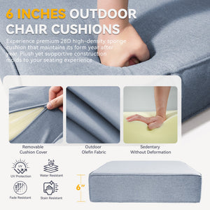 6" Thicker Outdoor Chair Cushion Set
