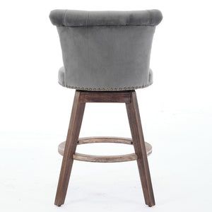 26" Counter Height Bar Stools Set of 2 with 360° Swivel and Velvet Upholstery