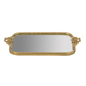 Ornate Gold Accent Tray with Mirrored Surface