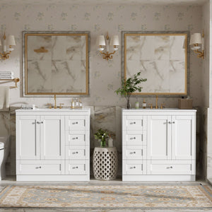 Shaker Free Standing Bathroom Vanity Cabinet & Sink, Soft Close Drawers, Soft Close Doors