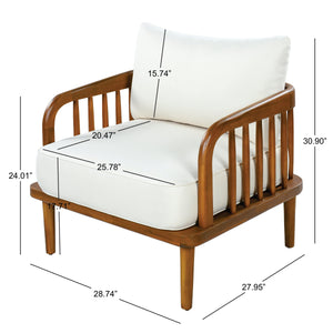 Acacia Wood Outdoor Patio Chair with Vertical Slatted Arms