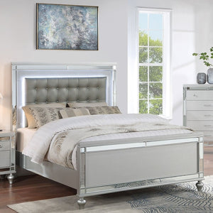 3 Piece Bedroom Set, Sleek Modern Bed With LED Nightstands
