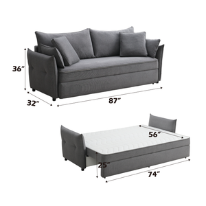 Irina Gray Fabric Sofa Sleeper (Toss Pillows Included)