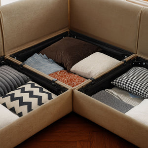 Stylish Sofa With Storage Seat And Cylindrical Backrest