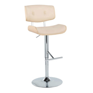 Lombardi - Contemporary Adjustable Barstool With Swivel With Straight T Footrest (Set of 2)