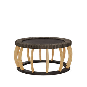 Vintage Rattan Solid Wood Round Coffee Table