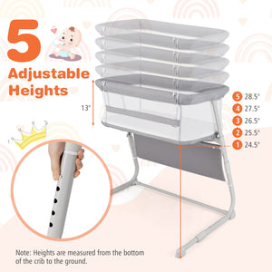 Baby Bassinet Bedside Crib with Adjustable Height Comfy Mattress