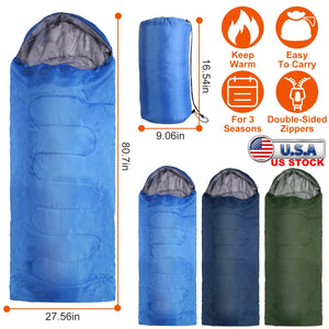 Camping Sleeping Bags for Adults Teens Moisture-Proof Hiking Sleep Bag with Carry Bag 32-50℉ for Spring Autumn Winter Seasons