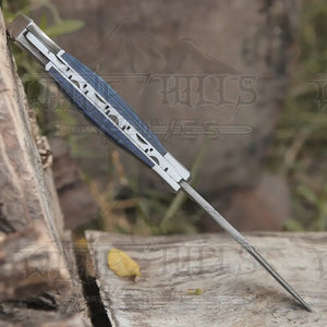 Back Lock 9" Handmade Damascus Steel Pocket Knife Pakka Wood Handle Folding Knife WH 5010