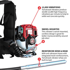 2HP Honda Concrete Vibrator with Flex Shaft Cable Whip Backpack - TRAPSKI