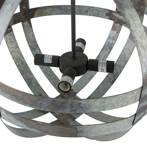 4 Light Galvanized Chandelier, Hanging Light Fixture With Adjustable Chain For Kitchen, Bulb Not Included - Gray