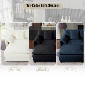 Oversized Chair With Movable Ottoman, Soft Upholstered Lounge Chair