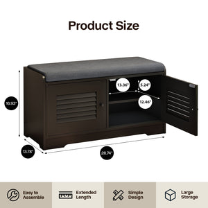 28.74" Shoe Storage Bench with 2 Door Cabinet