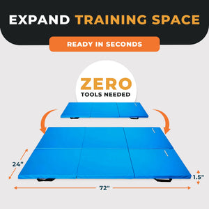 BalanceFrom Fitness GoGym 6' x 2' x 1.5" Folding 3 Panel Exercise Gym Mat, Blue
