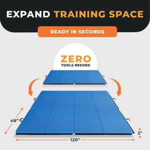 BalanceFrom Fitness 120x48in All Purpose Folding Gymnastics Mat, Blue (2 Pack)