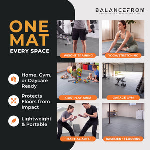 BalanceFrom Fitness Foam Interlocking Exercise Floor Mat, 96 SqFt, Gray (2 Pack)