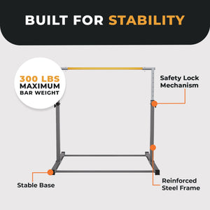 BalanceFrom Fitness 120 x 48 Inch Exercise Mat & Adjustable Gymnastics Bar, Gray
