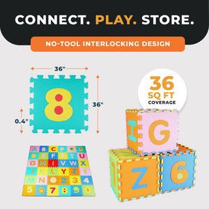BalanceFrom 9 Color Thick Interlocking Letter Puzzle Foam Exercise Play Mats, 36