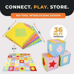 BalanceFrom Kid’s Puzzle Play Mat, EVA Foam Interlocking Floor Tiles for Baby Play Area, Toddler Playroom, and Home Gym Flooring