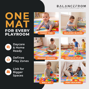BalanceFrom Kid’s Puzzle Play Mat, EVA Foam Interlocking Floor Tiles for Baby Play Area, Toddler Playroom, and Home Gym Flooring