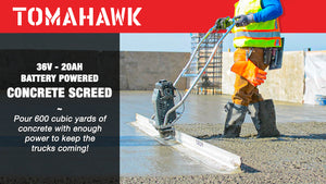 Battery Powered Vibrating Concrete Power Screed 36V/5Ah Float Finishing Tool (Choose 4ft, 6ft, 8ft, 10ft, 12ft, 14ft)