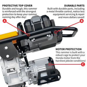 2.4 HP Battery Powered Vibratory Rammer Tamper Compactor with Honda GXE2.0S Motor - TRAPSKI