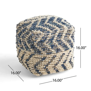 Alina Wool and Cotton Pouf with Polystyrene Filling - Natural