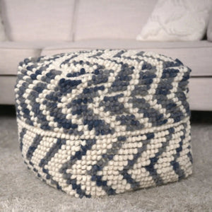 Alina Wool and Cotton Pouf with Polystyrene Filling - Natural