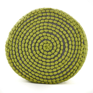 Handcrafted Cylindrical Accent Pouf with Water Resistant Fabric - White, Green, Black