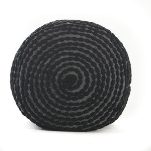 Handcrafted Cylindrical Accent Pouf with Water Resistant Fabric - White, Green, Black