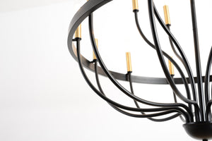 15-Light Industrial Iron Candle Chandelier Modern Farmhouse Pendant Light
