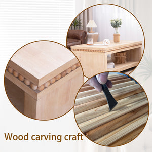 Modern Wood Coffee Table with Beaded Trim – 47" Rectangular