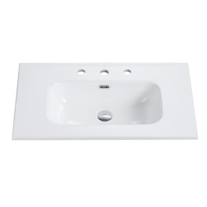 Glossy White Ceramic Integrated Sink