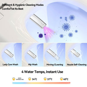 Unique Smart Toile With Built In Bidet, Auto Open / Close Seat, Foot Sensor, LED Display, Night Light, Warm Water & Dryer Ceramic