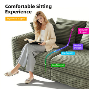 Convertible Deep Seat Sofa With Soft Pillows And Ottomans