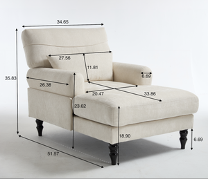 Modern Grey Upholstered Chaise Lounge Sofa Recliner