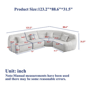 123.2-Inch Modern Luxury Curved Corner Sectional Sofa