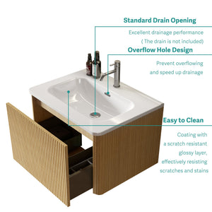 Glossy White Ceramic Integrated Sink