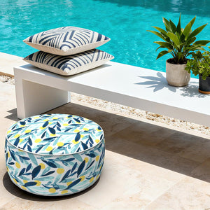 Outdoor Inflatable Ottoman - Coastal Leaves